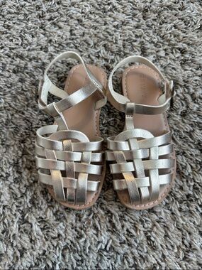 Old Navy Metallic Silver Woven Girls Sandals